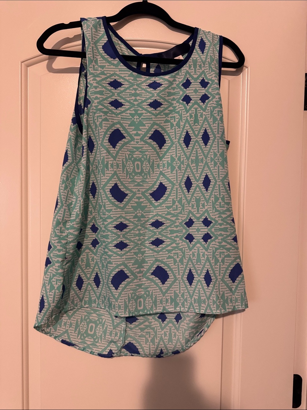 Francesca's Collections Blue and Mint Aztec Tank